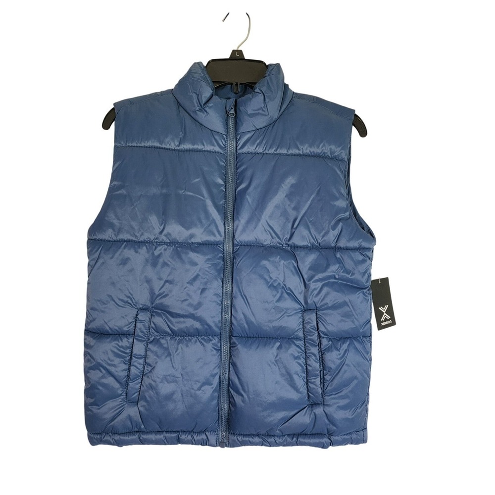 Xersion NWT Youth 14 16 Puffer Vest Navy Blue Quilted Zip Up Pockets Outerwear